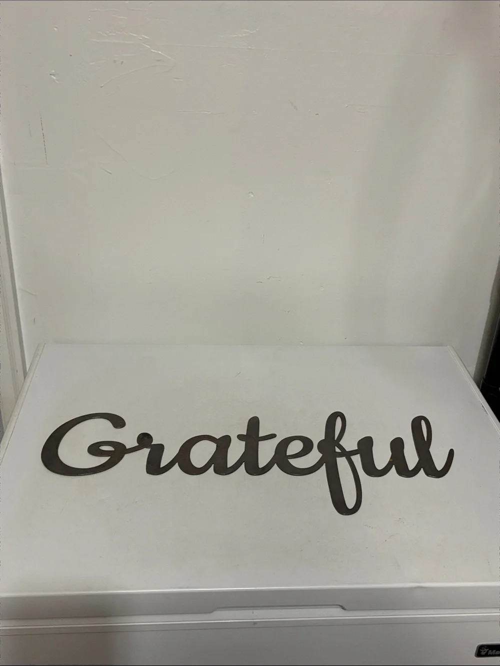 Grateful Sign - Script Metal Word - Rustic Grateful Sign